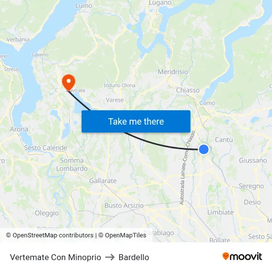 Vertemate Con Minoprio to Bardello map