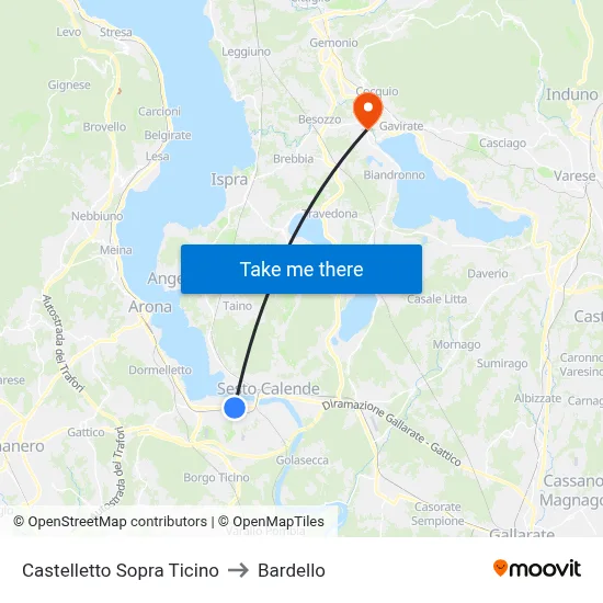 Castelletto Above Ticino to Bardello map