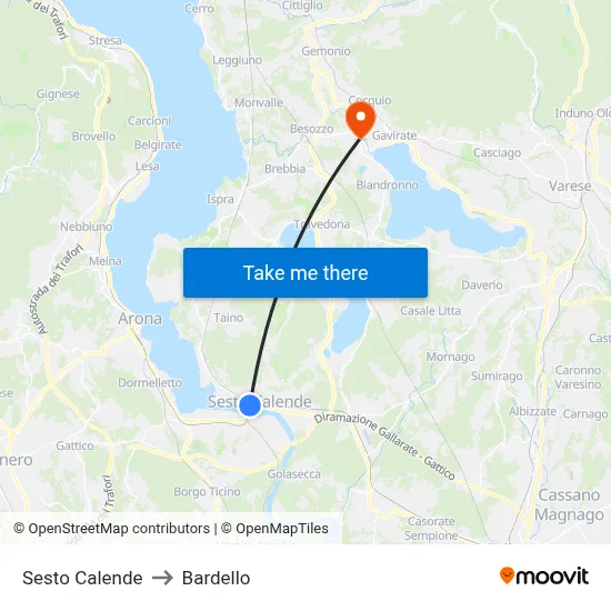 Sesto Calende to Bardello map