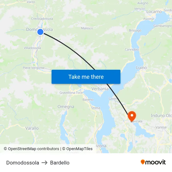 Domodossola to Bardello map