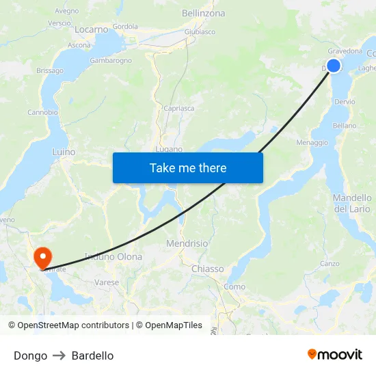 Dongo to Bardello map