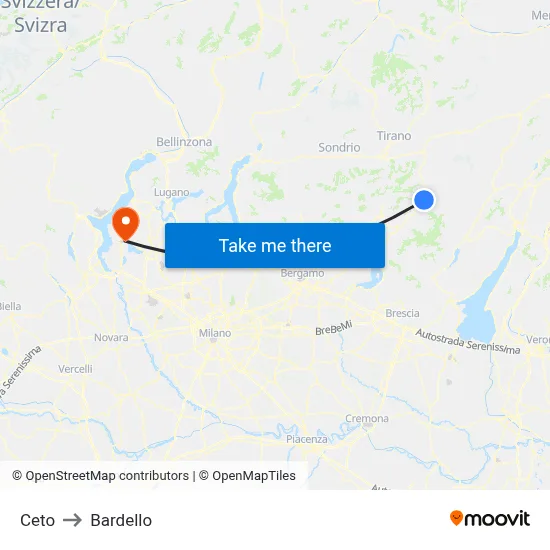 Ceto to Bardello map