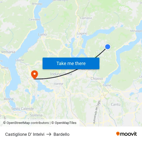 Castiglione d'Intelvi to Bardello map