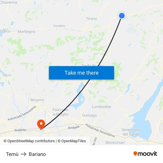 Temù to Bariano map