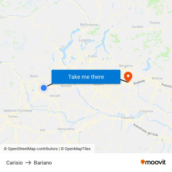 Carisio to Bariano map