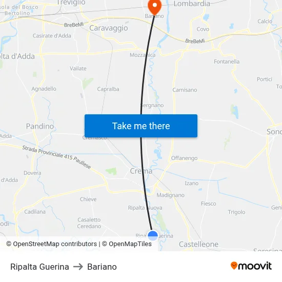 Ripalta Guerina to Bariano map