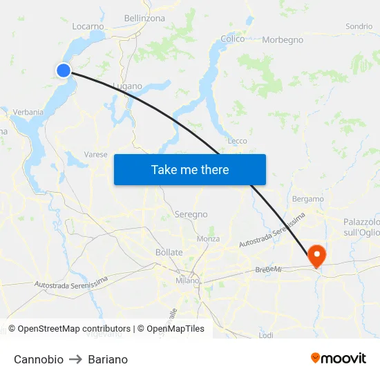 Cannobio to Bariano map