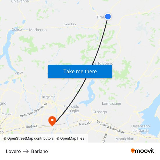 Lovero to Bariano map