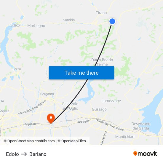 Edolo to Bariano map