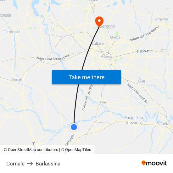 Cornale to Barlassina map