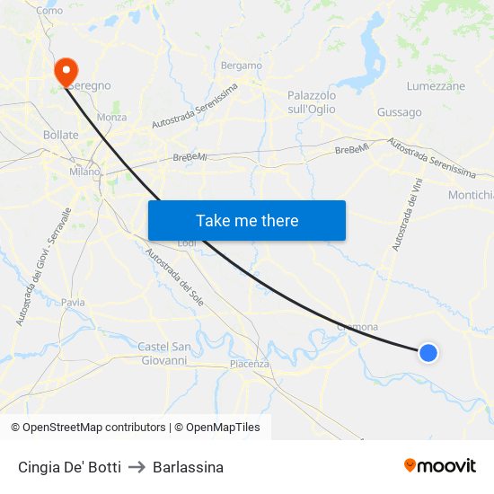 Cingia De' Botti to Barlassina map