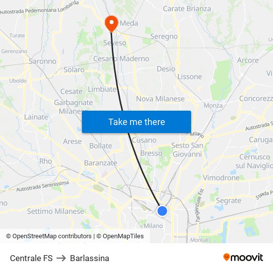 Centrale FS to Barlassina map