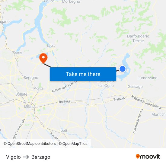 Vigolo to Barzago map