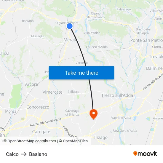 Calco to Basiano map