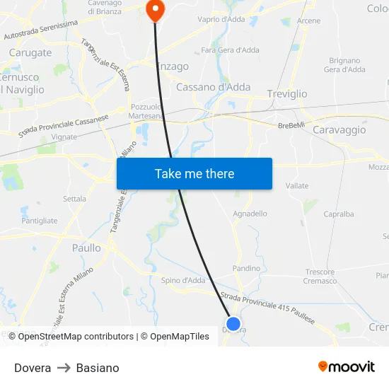Dovera to Basiano map