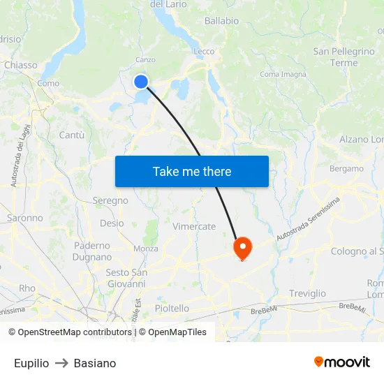 Eupilio to Basiano map