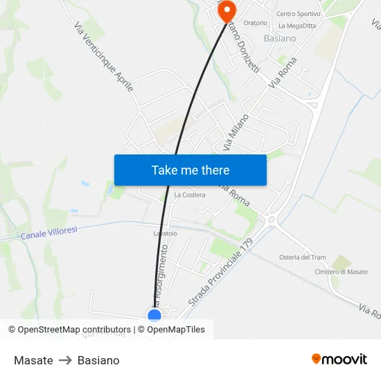 Masate to Basiano map