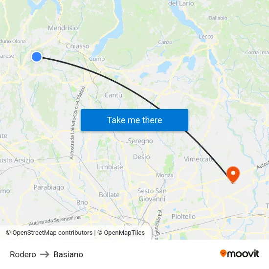 Rodero to Basiano map