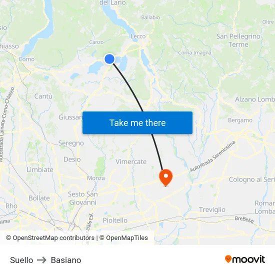 Suello to Basiano map