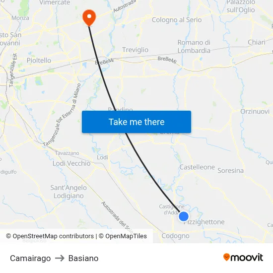 Camairago to Basiano map