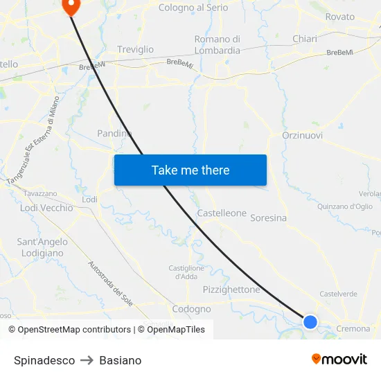 Spinadesco to Basiano map