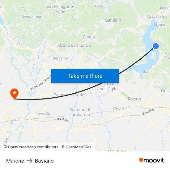 Marone to Basiano map