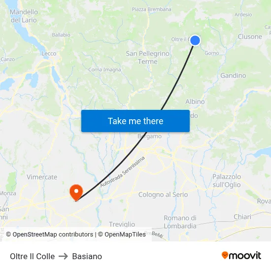 Oltre Il Colle to Basiano map