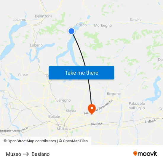 Musso to Basiano map