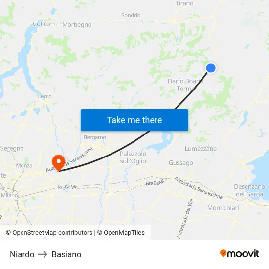 Niardo to Basiano map