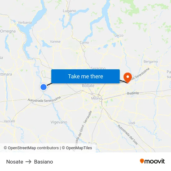 Nosate to Basiano map