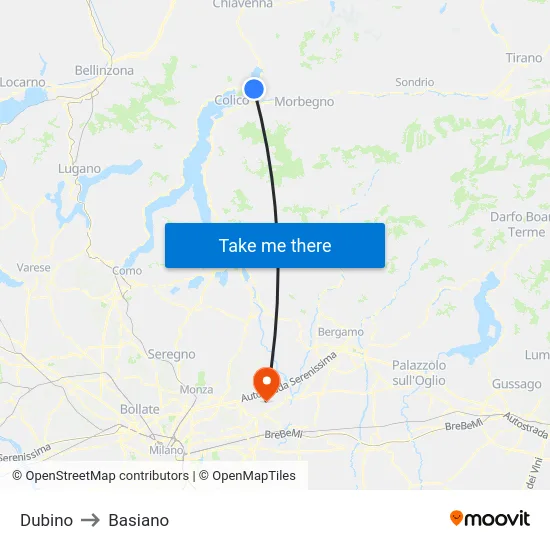 Dubino to Basiano map