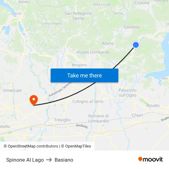 Spinone Al Lago to Basiano map