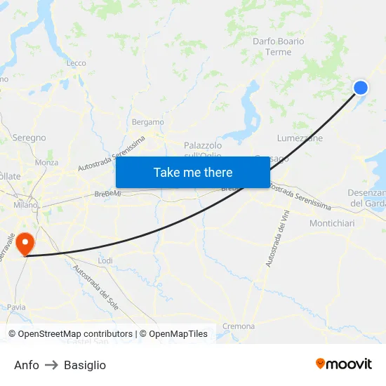Anfo to Basiglio map