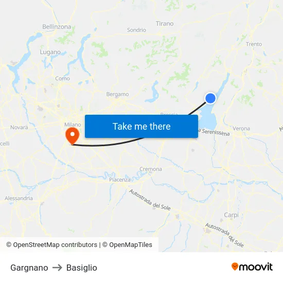 Gargnano to Basiglio map
