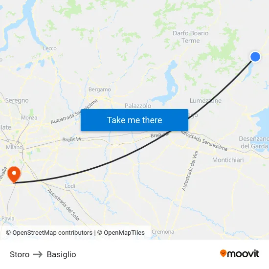 Storo to Basiglio map
