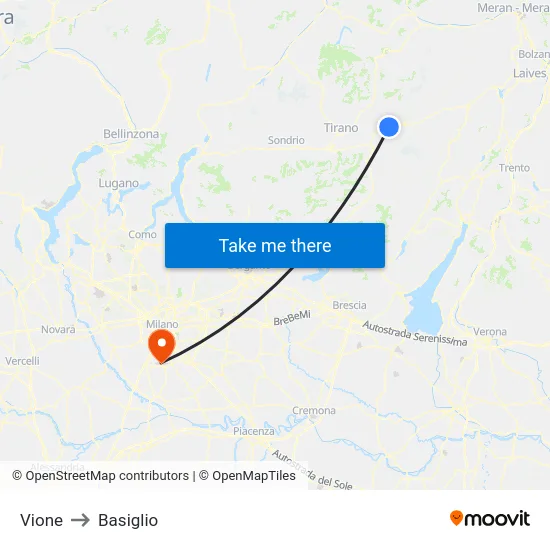 Vione to Basiglio map