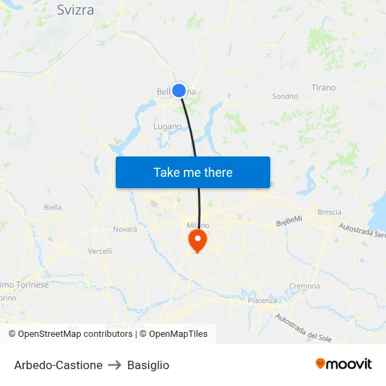 Arbedo-Castione to Basiglio map