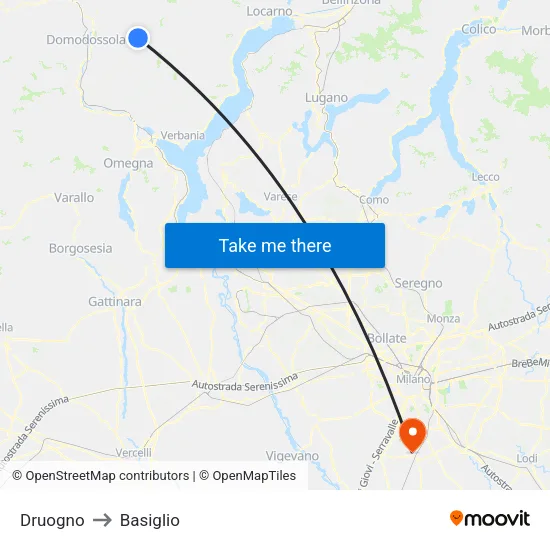Druogno to Basiglio map