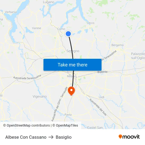 Albese con Cassano to Basiglio map