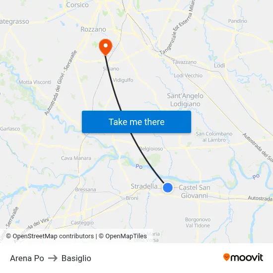 Arena Po to Basiglio map