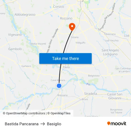 Bastida Pancarana to Basiglio map