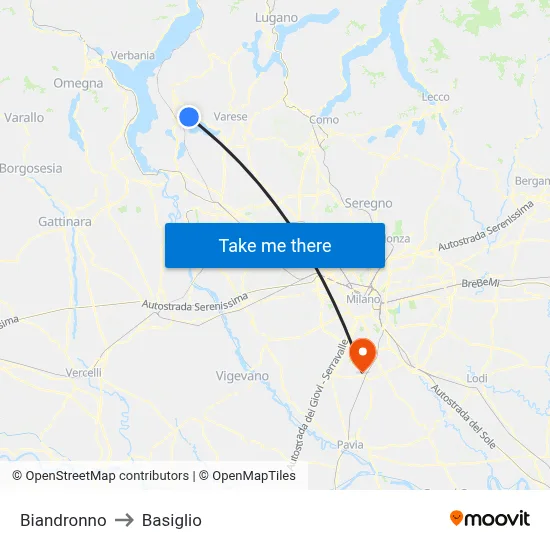 Biandronno to Basiglio map