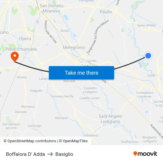 Boffalora D'Adda to Basiglio map