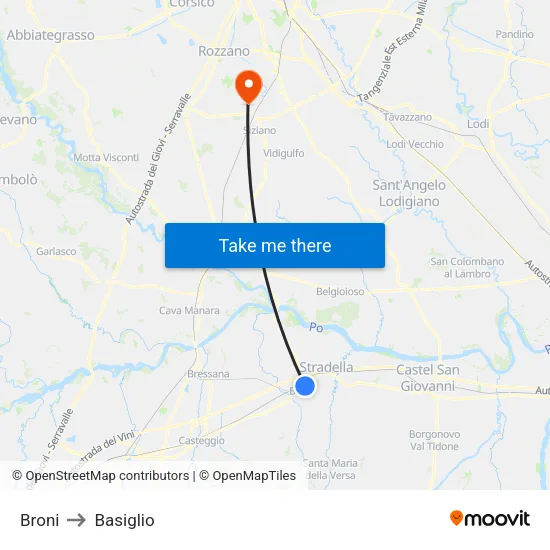 Broni to Basiglio map