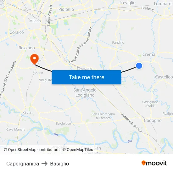 Capergnanica to Basiglio map