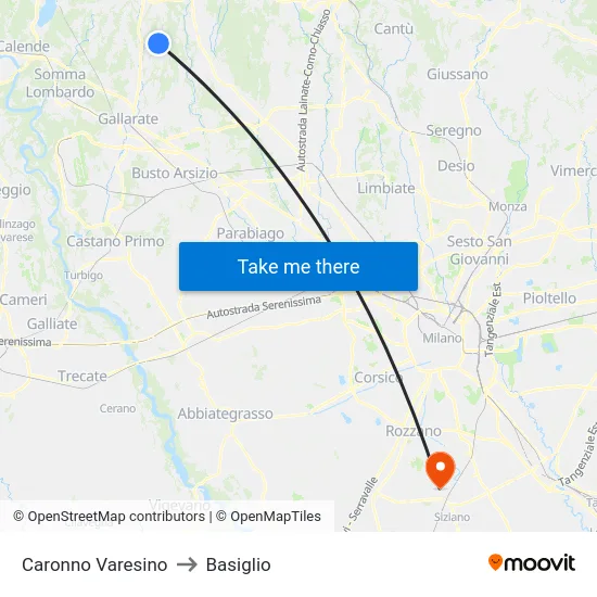 Caronno Varesino to Basiglio map