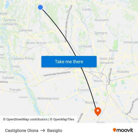 Castiglione Olona to Basiglio map