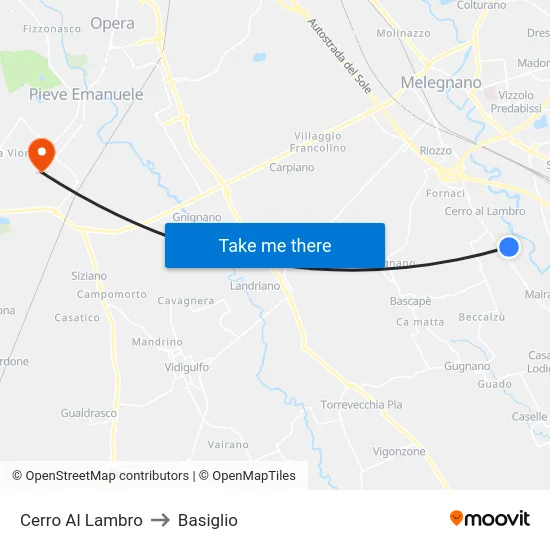 Cerro Al Lambro to Basiglio map