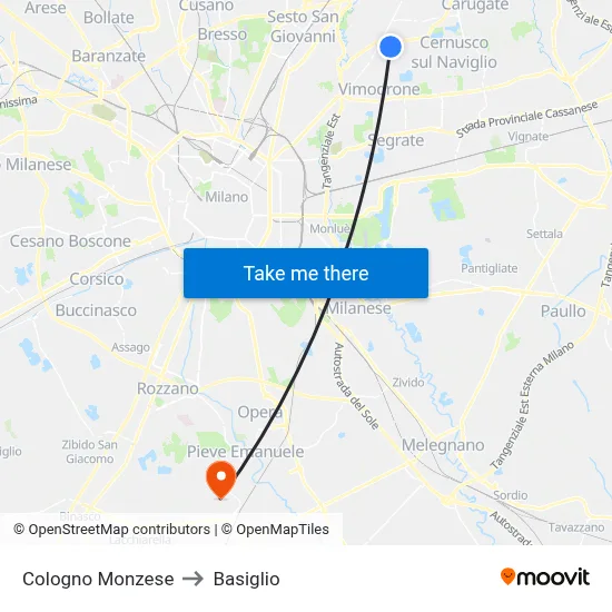 Cologno Monzese to Basiglio map