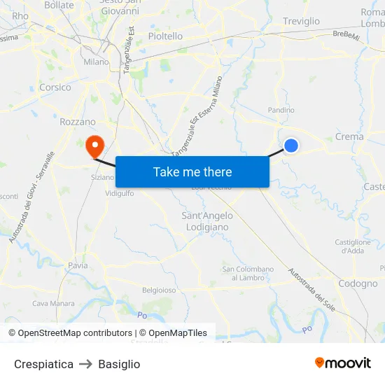 Crespiatica to Basiglio map